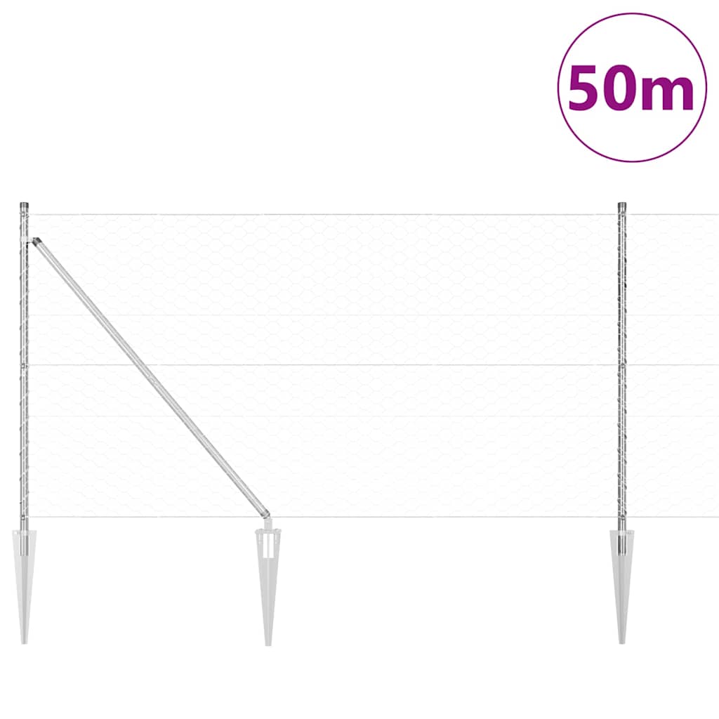 vidaXL Εξάγωνος Φράκτης 1x50 μ Γαλβανισμένος Σιδηρόφρακτος