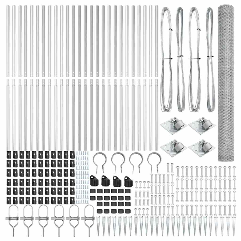 vidaXL Hexagon Fence 1.5x50 μ Γαλβανισμένος Χάλυβας