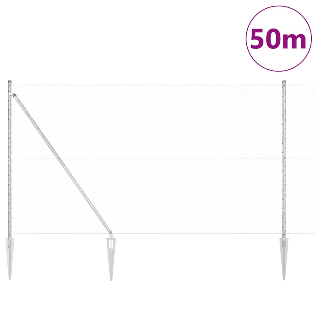 vidaXL Εξάγωνος Φράχτης 1.6x50 m Γαλβανισμένος Χάλυβας