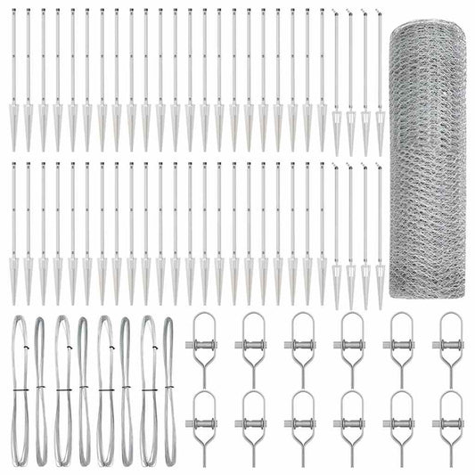 vidaXL Φράχτης με Στήλες. Ασημί 1 x 100 m Ατσάλι με επικάλυψη PVC