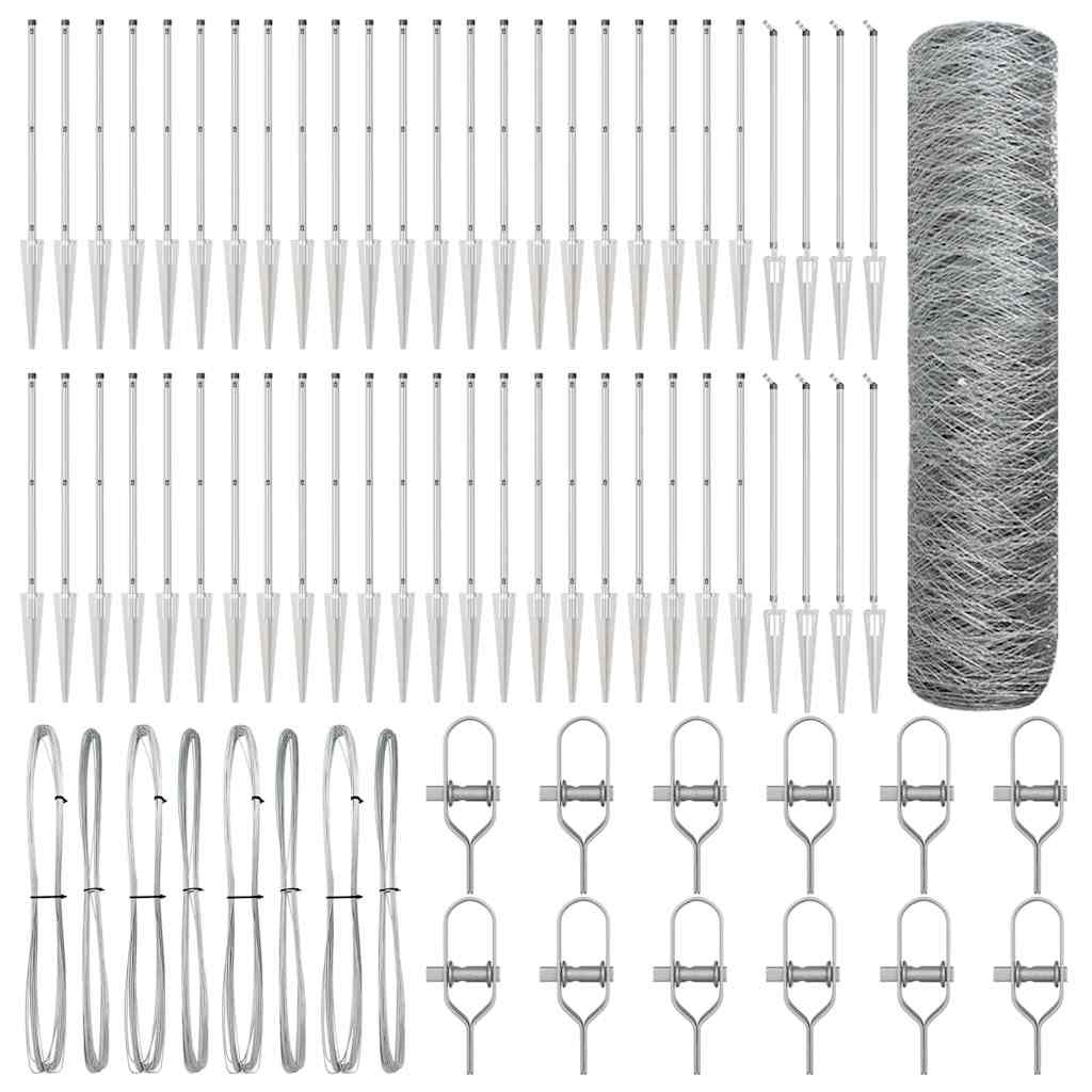 Φράχτης εξαγωνικού σχήματος vidaXL 1x100 μ. γαλβανισμένος χάλυβας