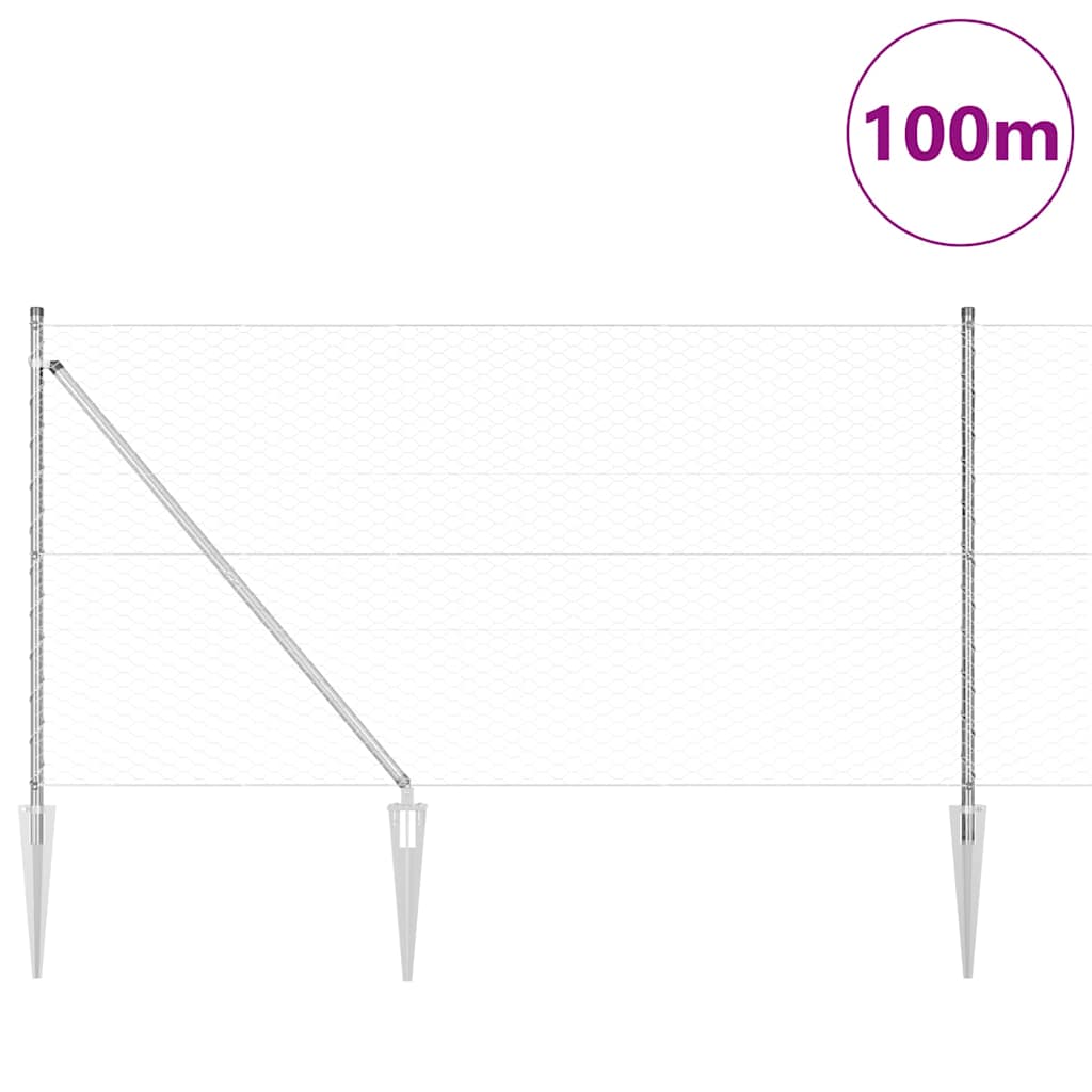 Φράχτης εξαγωνικού σχήματος vidaXL 1x100 μ. γαλβανισμένος χάλυβας