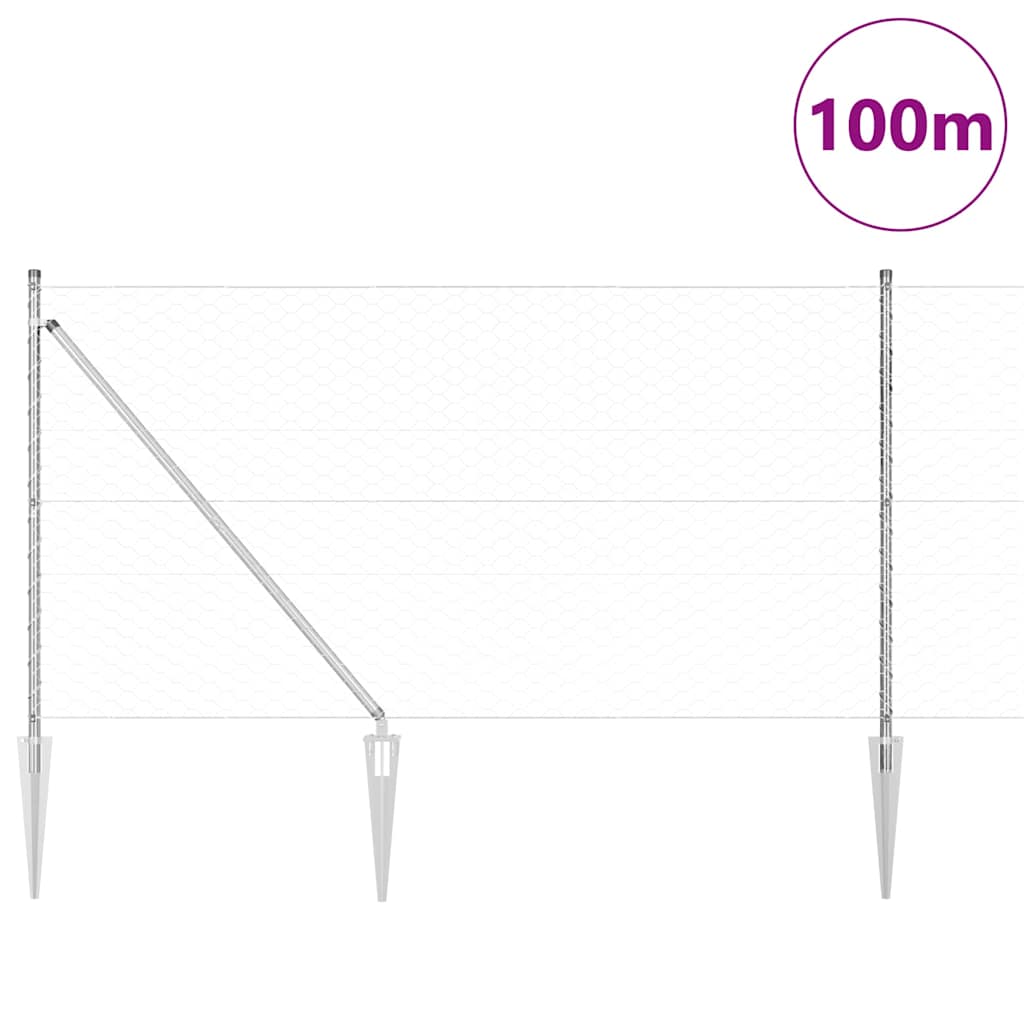 vidaXL Εξάγωνη Περίφραξη 1x100 m Γαλβανισμένος Χάλυβας