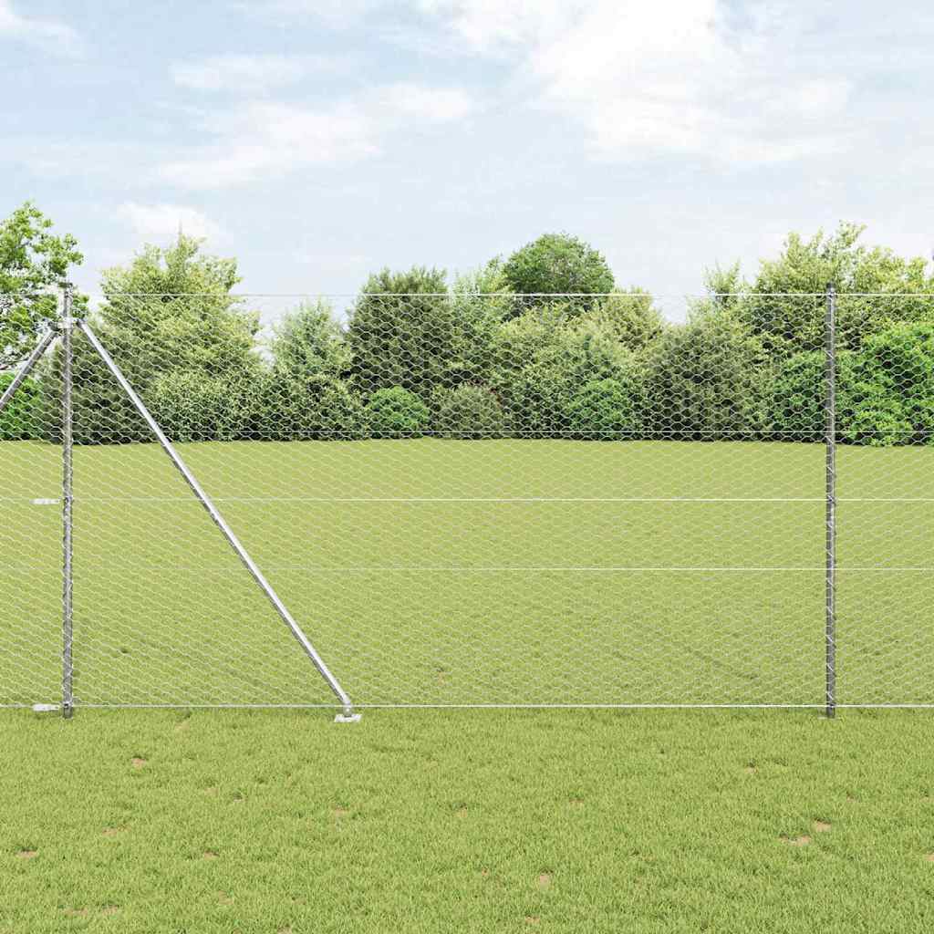 vidaXL Hexagon Fence 1.6x100 μ Γαλβανισμένος Χάλυβας