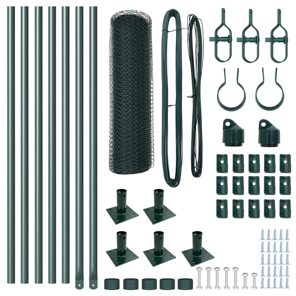 VidaXL Φράχτης Έξιγωνο Πράσινος 0.6x10 m Χάλυβα