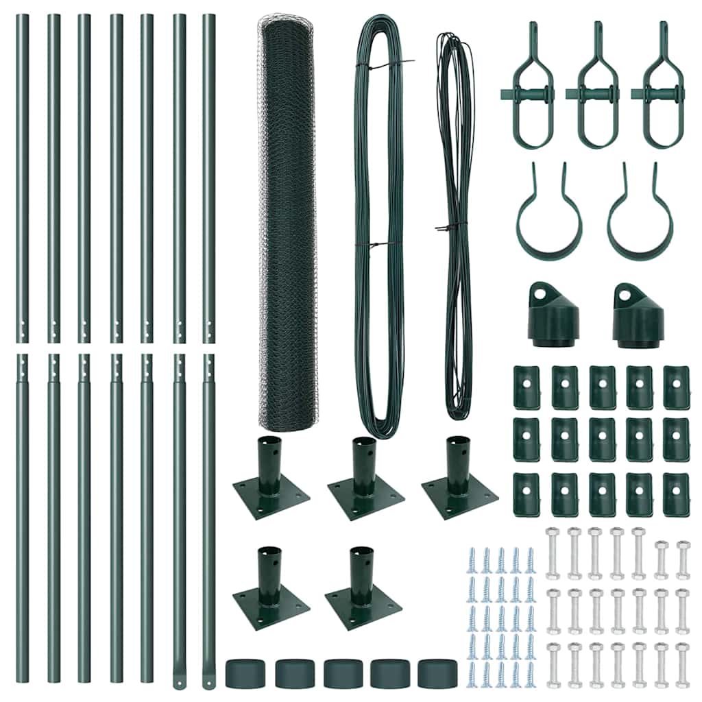 vidaXL Εξαγωνικός Φράκτης Πράσινος 0.8x10 μ Χάλυβας