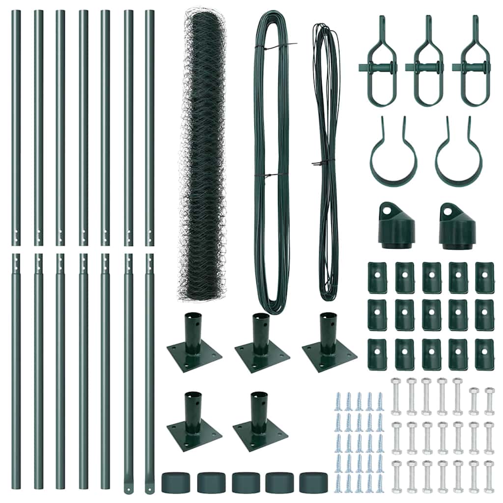 Φράχτης vidaXL Εξάγωνος Πράσινος 1x10 μ Ατσάλι