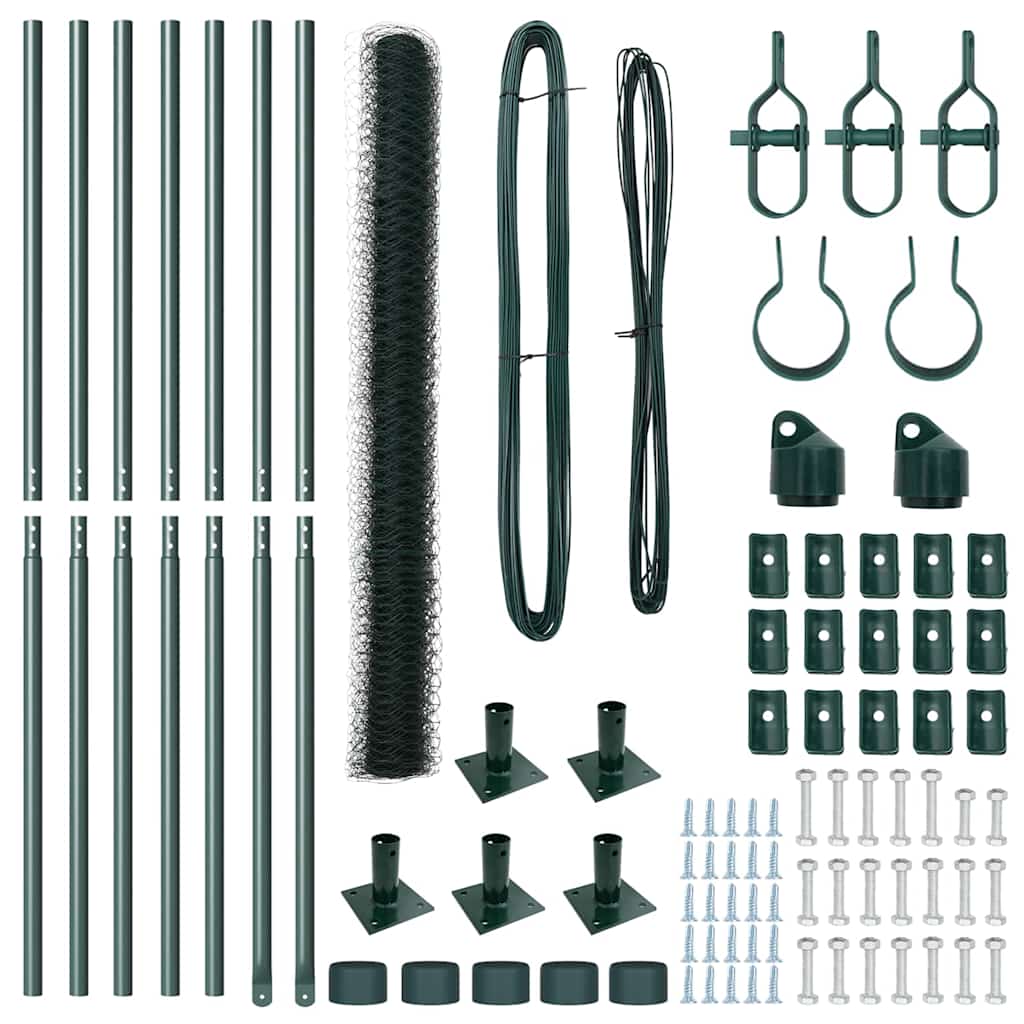 vidaXL Εξαγωνική Περίφραξη Πράσινη 1.4x10 μ Χάλυβα