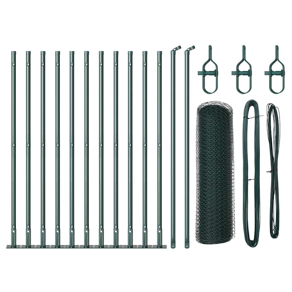 vidaXL Εξάγωνος Φράχτης Πράσινος 0.4x25 m Μεταλλικός