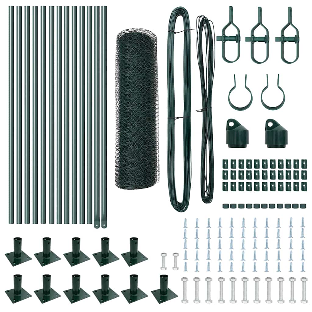 vidaXL Εξάγωνος Φράχτης Πράσινος 0.6x25 μ Χάλυβας