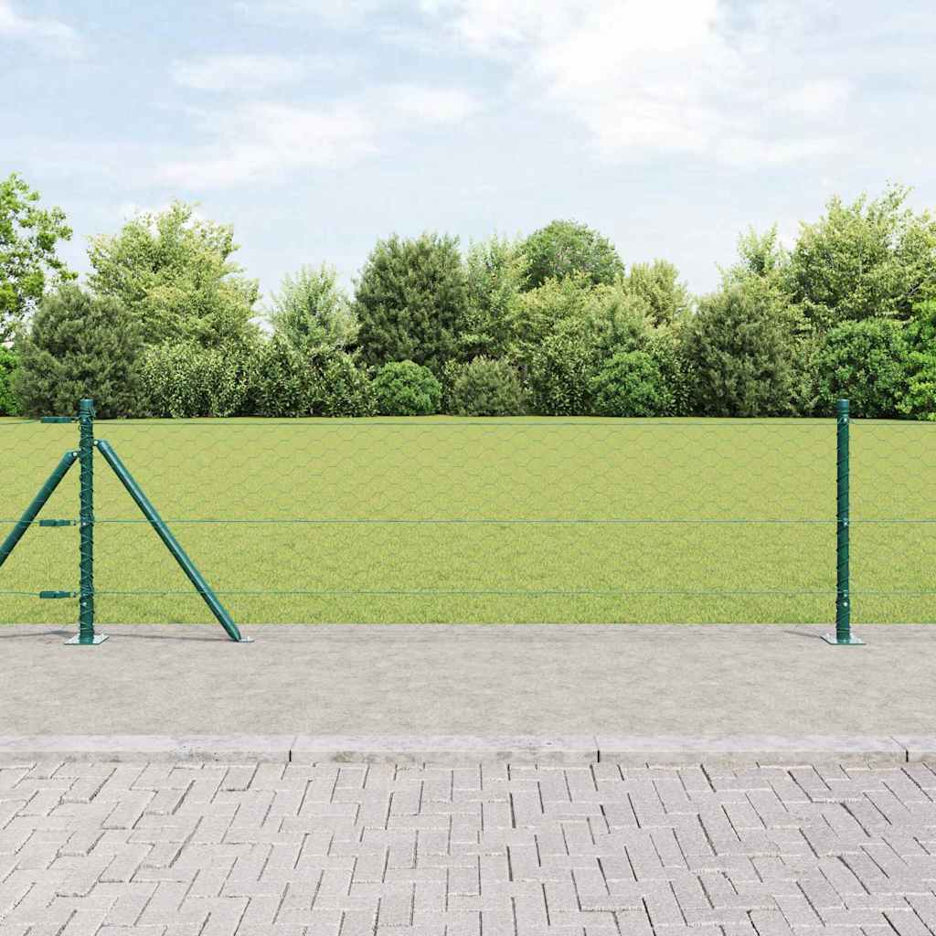 vidaXL Hexagon Fence Πράσινο 0.6x25 μ. Χάλυβας