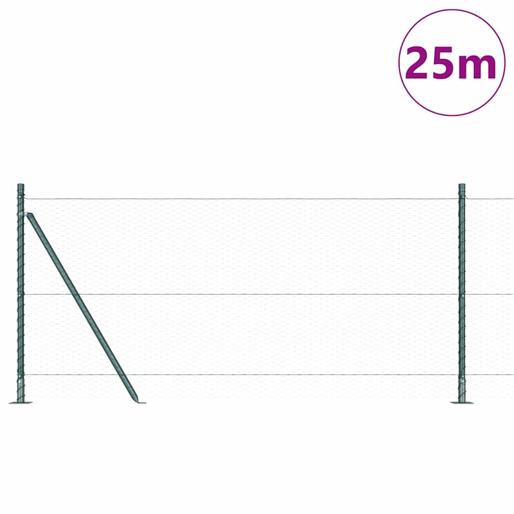 vidaXL Hexagon Fence Πράσινο 0.8x25 μ. Χάλυβας