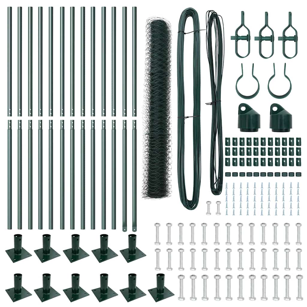 vidaXL Φράχτης Έξαπλής Πράσινος 0.8x25 μ Χάλυβας