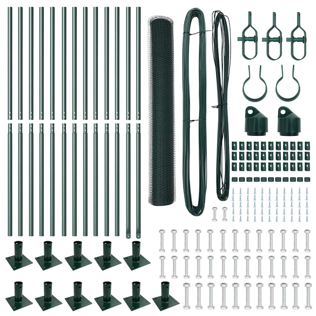 vidaXL Σύνολο Φράχτη Σετ 2 Σκούρο Πράσινο Γαλβανισμένος Χάλυβας 25 x 1 μ