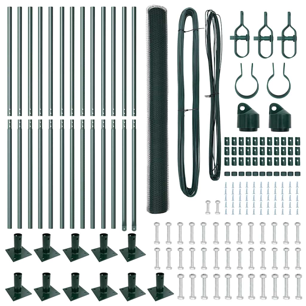 vidaXL Εξαγωνική Περίφραξη Πράσινη 1.4x25 m Χάλυβας