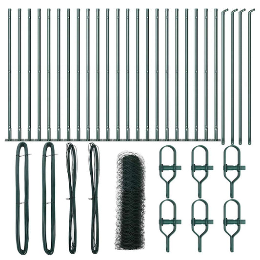 vidaXL Πράσινος Πολυγωνικός Φράχτης 0.5x50 m Ατσάλι