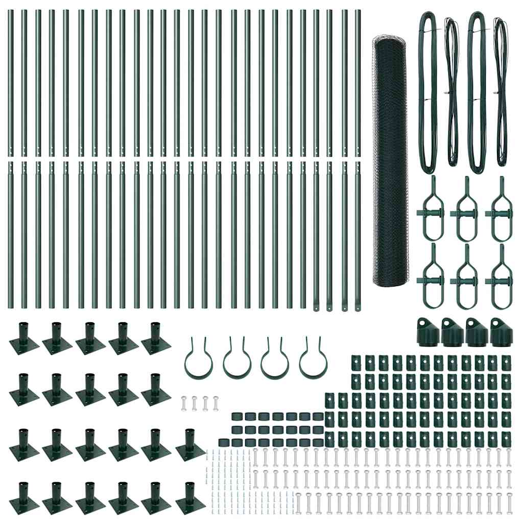 vidaXL Εξαγωνικός Φράχτης Πράσινος 1.2x50 μ Ατσάλι