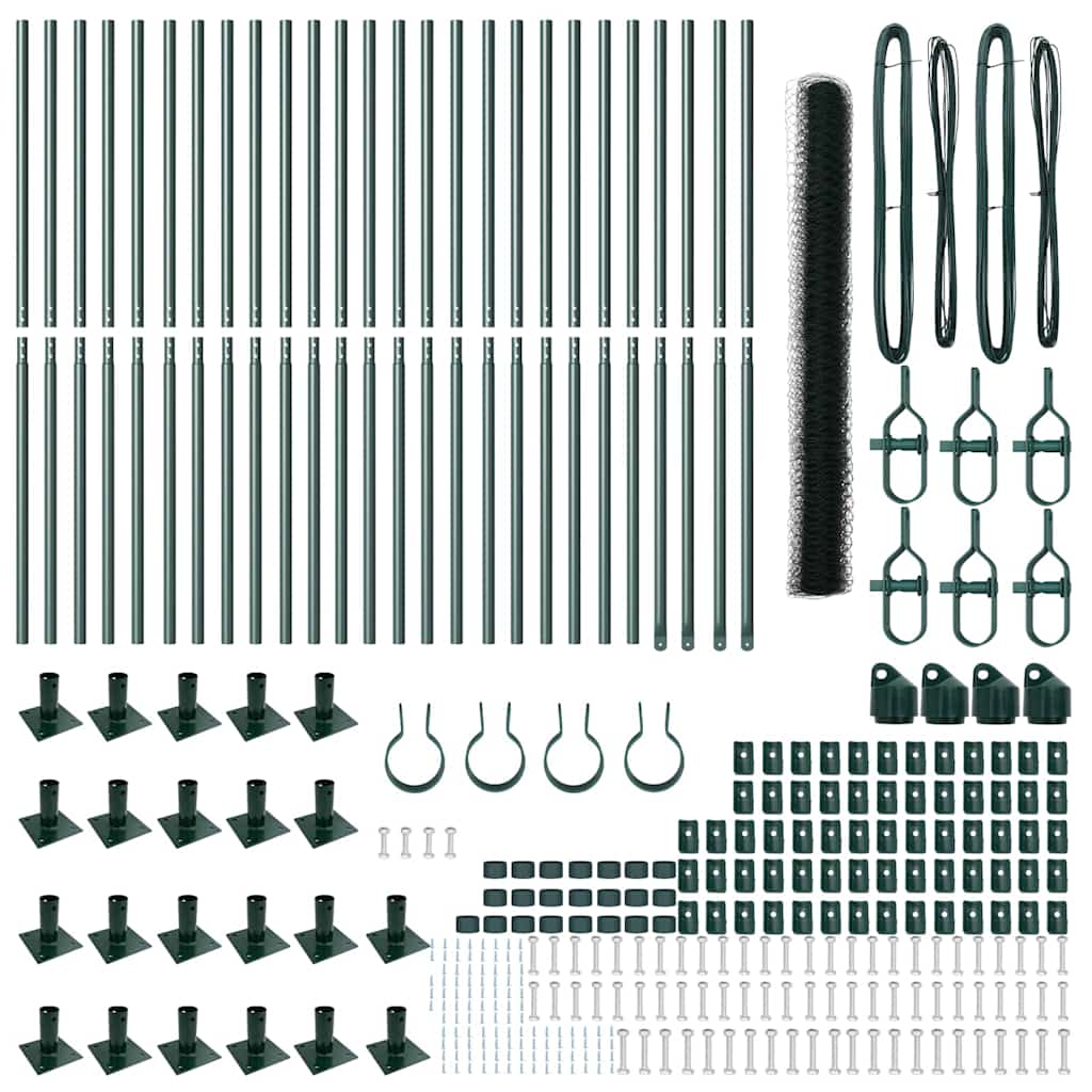 vidaXL Εξάγωνη Περίφραξη Πράσινη 1,4x50 μ. Χάλυβας