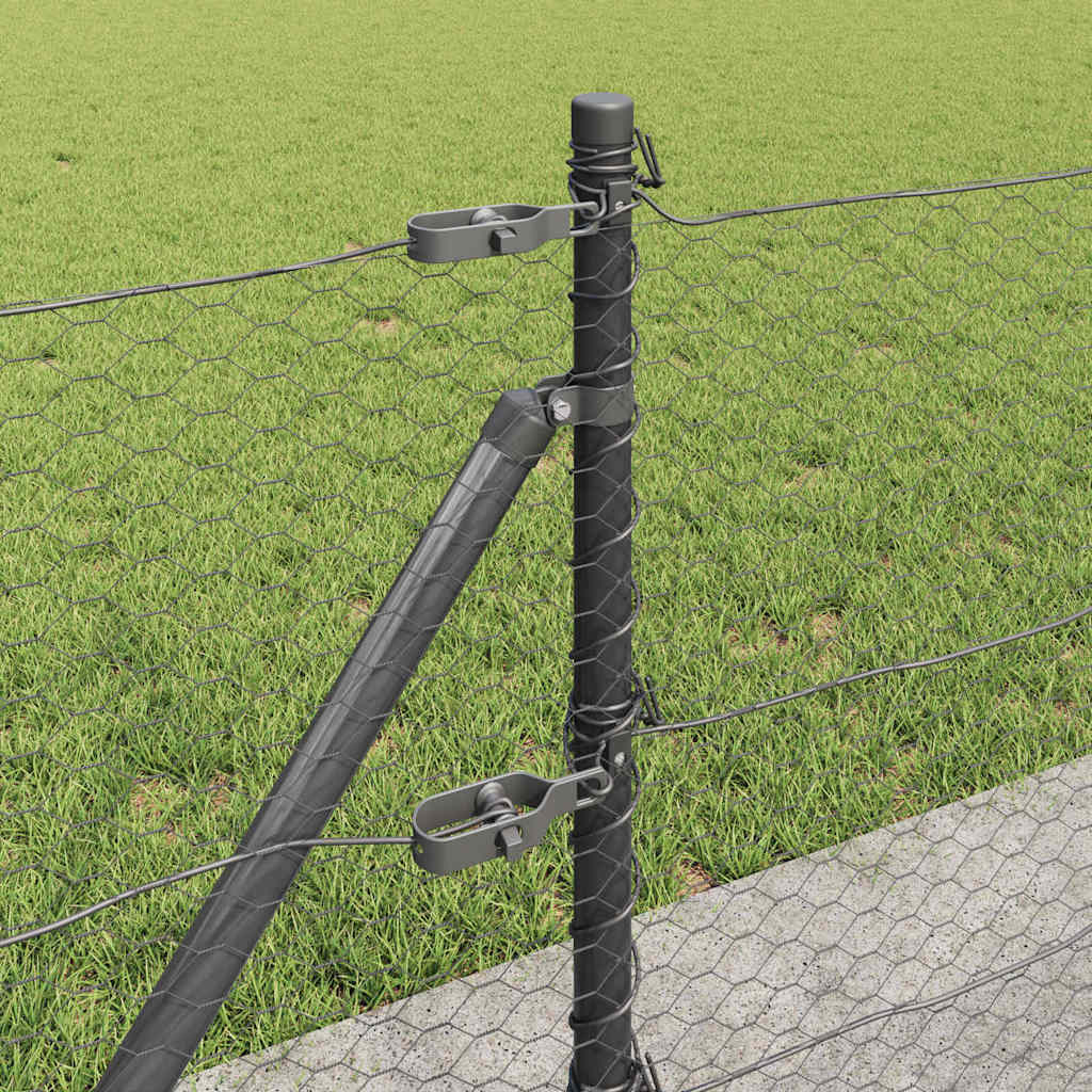 vidaXL Φράχτης με Στήλες. Γκρι 0.4 x 10 μ Ατσάλι με επικάλυψη PVC