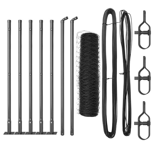 vidaXL Γκρι Εξάγωνος Φράκτης 0.6x10 μ Χάλυβας