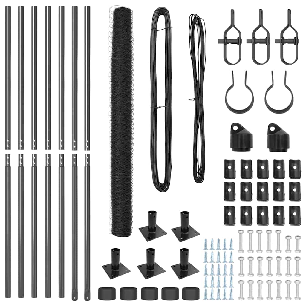 vidaXL Εξάγωνος Φράκτης Γκρι 1,4x10 μ Ατσάλι