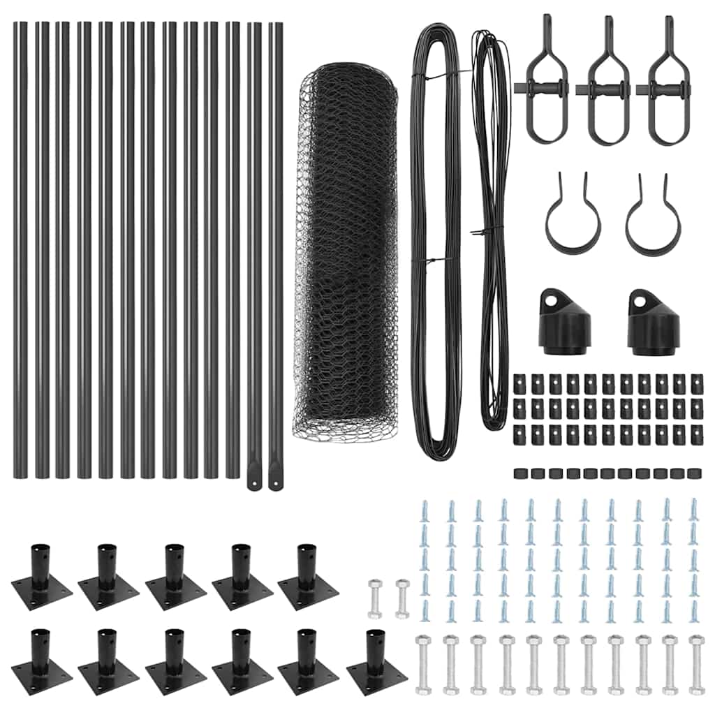 Φράχτης Εξάγωνος vidaXL Γκρι 0.4x25 μ Ατσάλι