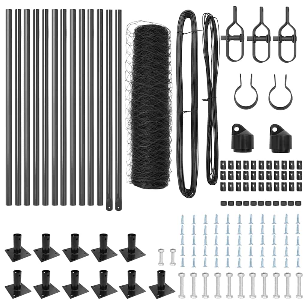 Φράχτης εξαγώνου vidaXL Γκρι 0.4x25 μ Ατσάλι