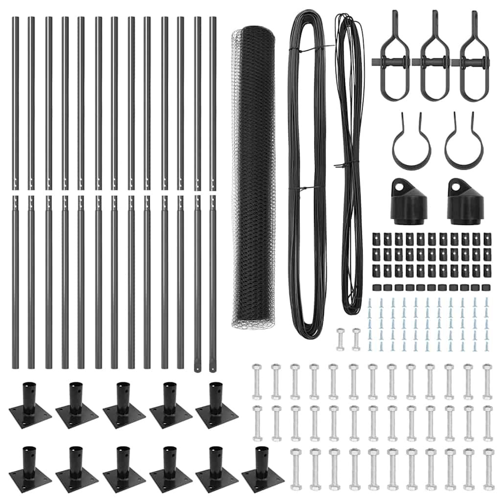vidaXL Εξαγωνικό Φράγμα Γκρι 0.8x25 μ Χάλυβας