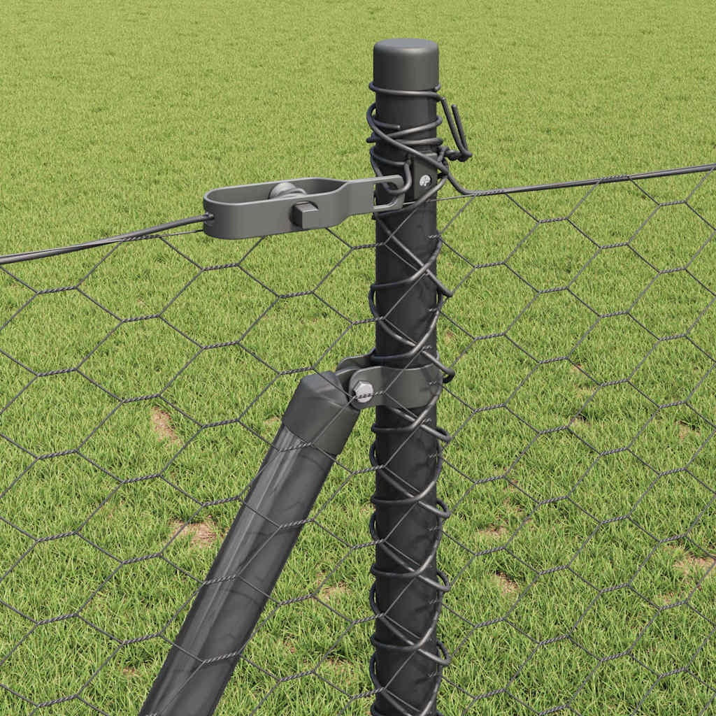 vidaXL Εξάγωνος Φράκτης με 11 Επιχρισμένους Πόλους 1x25 μ Γαλβανισμένος Χάλυβας