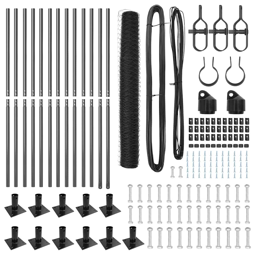 vidaXL Σετ Φράχτη Σετ 2 Τεμαχίων Γκρι Μέταλλο 25 x 1.2 μ Ανθεκτικό