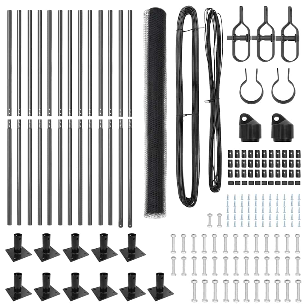 vidaXL Σετ Περίφραξης Σετ 2 τμχ Γκρι Μέταλλο 25 x 1.5 μ Ανθεκτικό