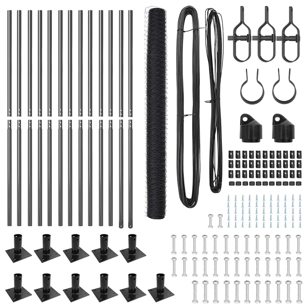 vidaXL Σετ Φράχτη Σετ 2 Γκρι Ατσάλι 25 x 1.5 μ Ανθεκτικό