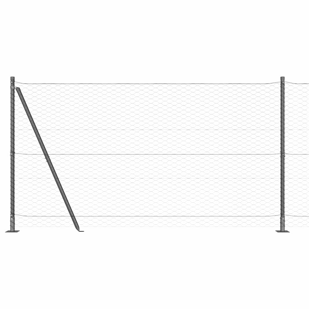 vidaXL Γκρι Φράκτης Εξαγώνιο 1.6x25 μ Ατσάλι