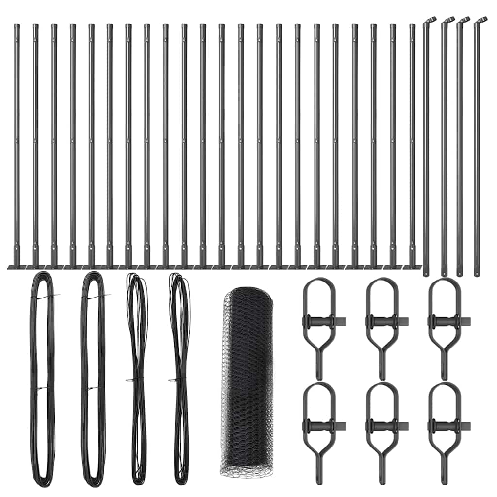 vidaXL Φράχτης με Στήλες. Γκρι 0.6 x 50 μ. Ατσάλι με επικάλυψη PVC