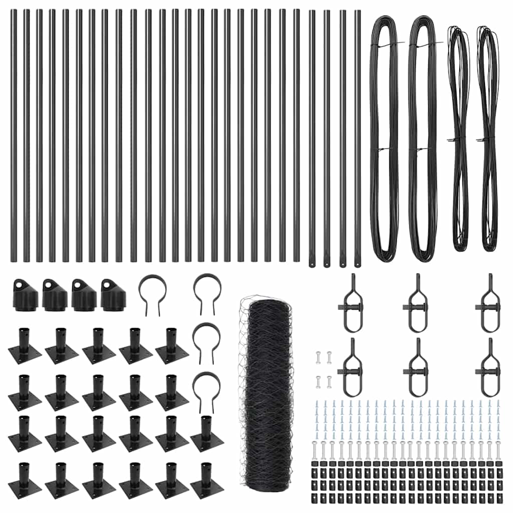 vidaXL Φράχτης Εξάγωνος Γκρι 0,6x50 m Χάλυβας