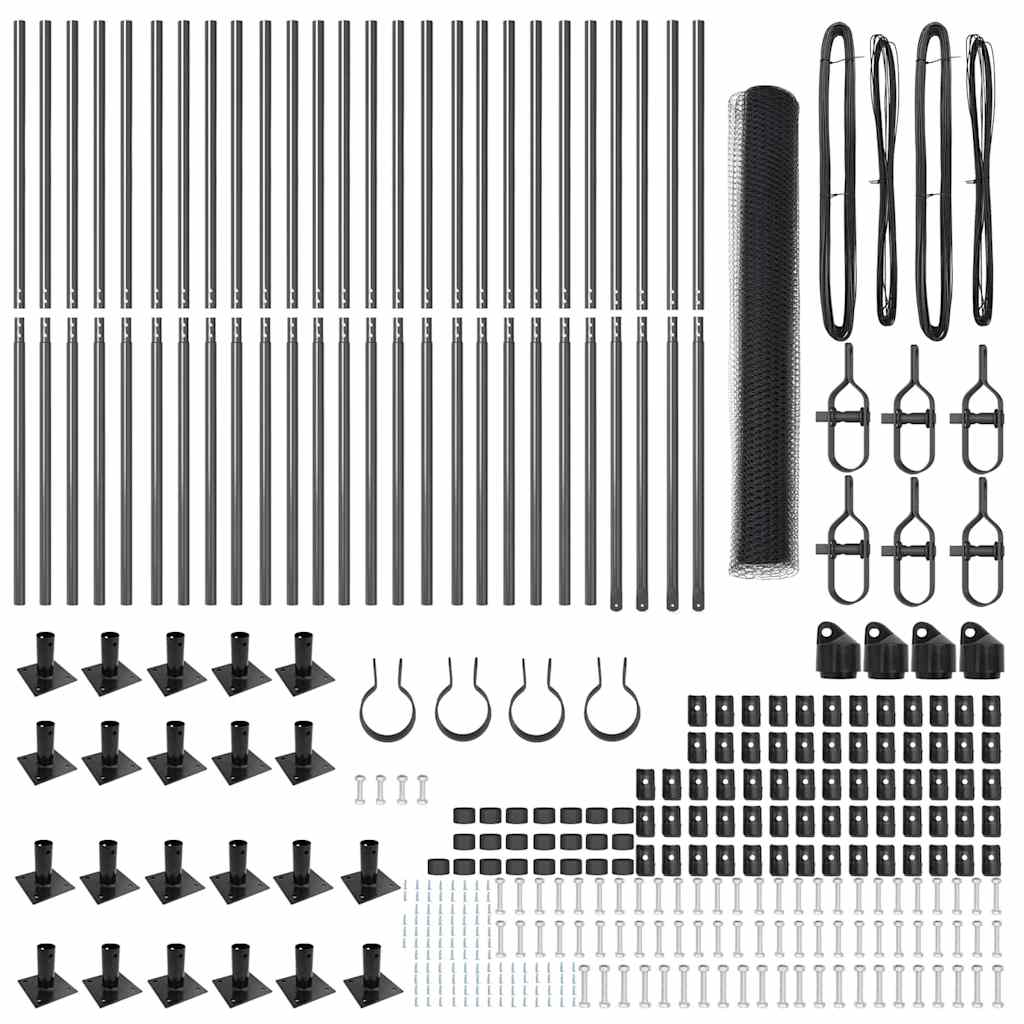 vidaXL Εξαγωνικός Φράκτης Γκρι 1.2x50 μ Χάλυβας