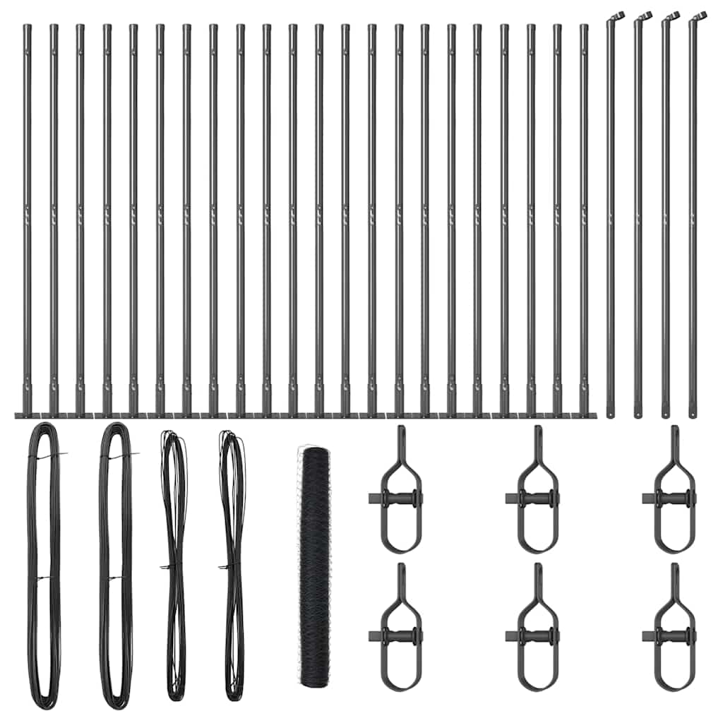 Φράχτης vidaXL Εξαγωνικός Γκρι 1.2x50 μ Ατσάλι