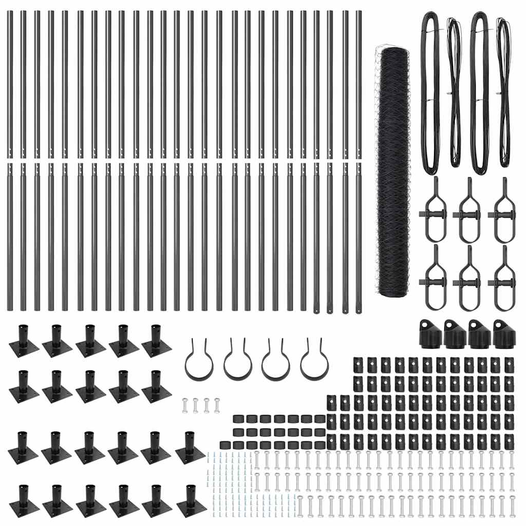 Φράχτης vidaXL Εξαγωνικός Γκρι 1.2x50 μ Ατσάλι