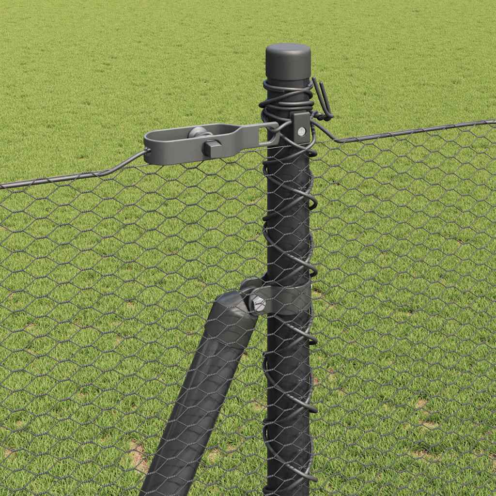 vidaXL Εξάγωνη φράχτη Γκρι 1,4x50 m Ατσάλι