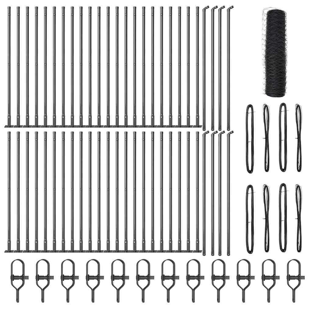 vidaXL Φράχτης Έξιγωνο Γκρι 0,4x100 μ Ατσάλι