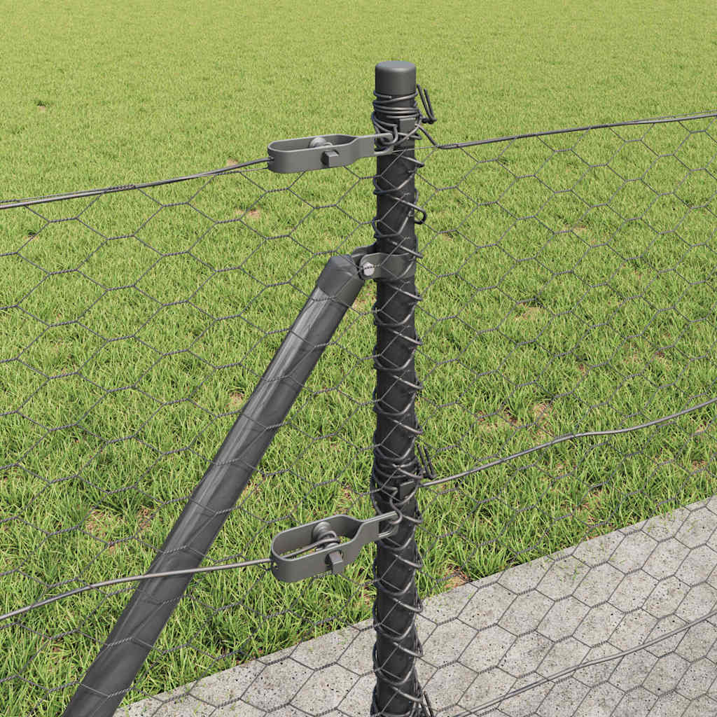 vidaXL Φράχτης με Στήλες. Γκρι 0.6 x 100 μ Ατσάλι με επικάλυψη PVC