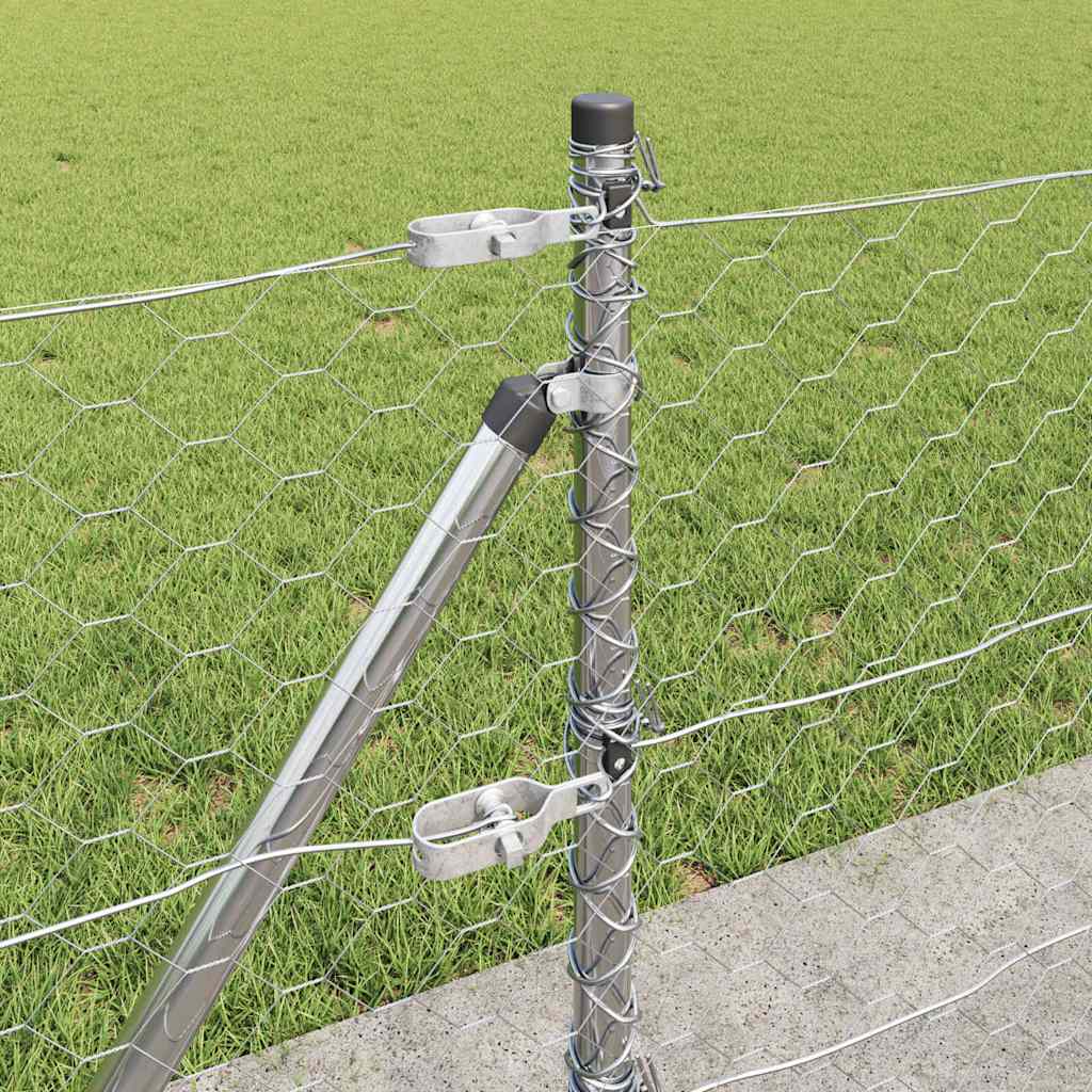 vidaXL Φράχτης με Στήλες. Ασημί 0.4 x 25 μ Ατσάλι με επικάλυψη PVC