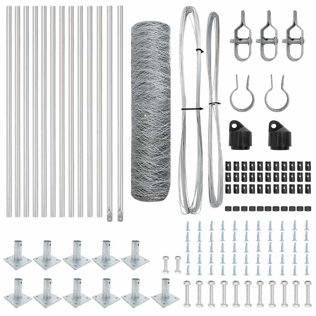 Περίφραξη hexagon vidaXL 0.6x25 μ γαλβανισμένος χάλυβας