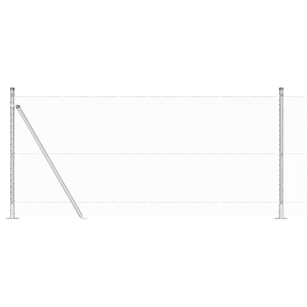 vidaXL Φράχτης με Στήλες. Ασημί 1 x 25 m Ατσάλι με επικάλυψη PVC