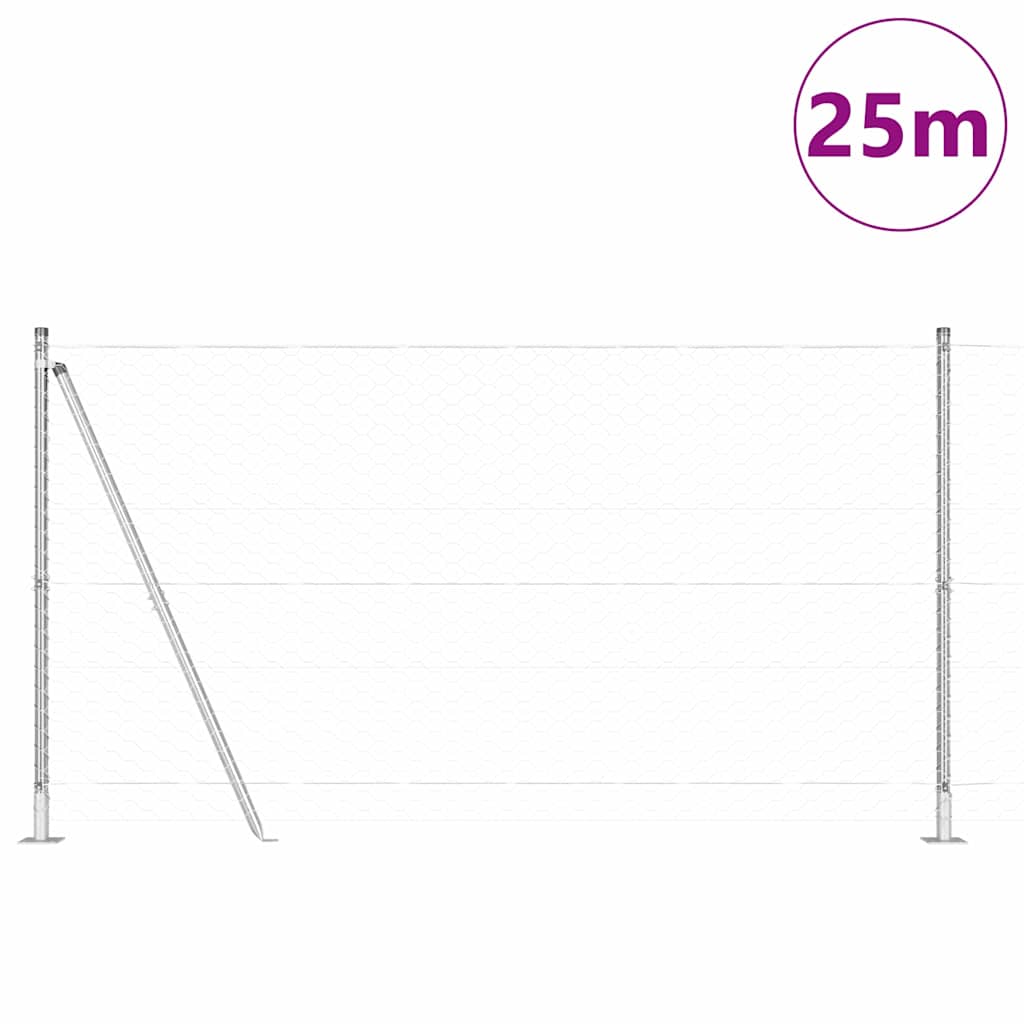 vidaXL Περίφραξη από Χάλυβα με 7 Φλαντζωτές Κολώνες 1,2x25 μ