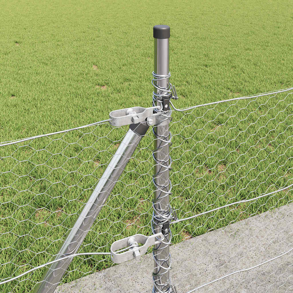 vidaXL Φράχτης με Στήλες. Ασημί 0.4 x 50 μ. Ατσάλι με επικάλυψη PVC