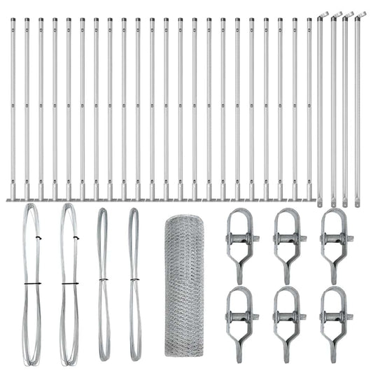 vidaXL Φράχτης με Στήλες. Ασημί 0.5 x 50 μ. Ατσάλι με επικάλυψη PVC