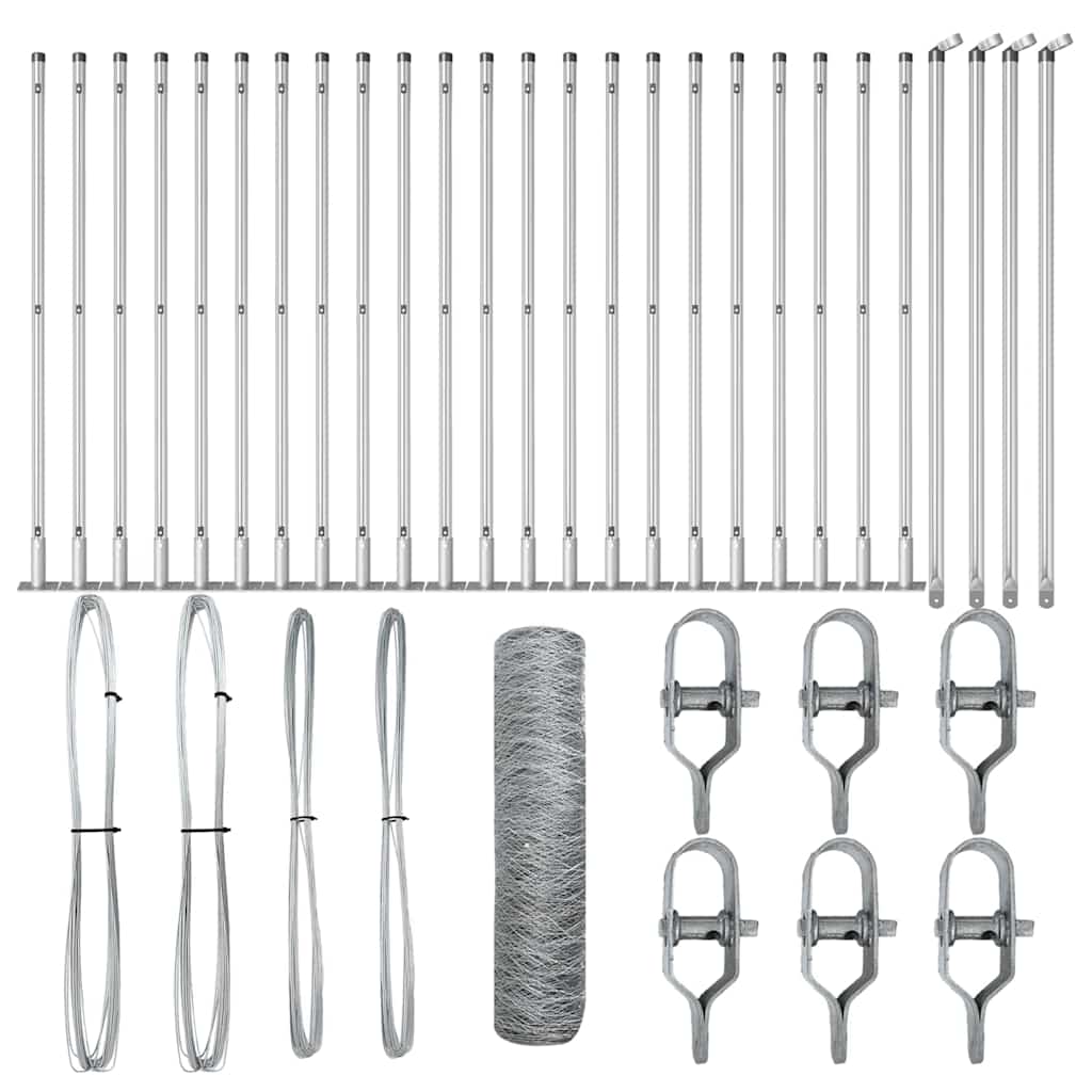 vidaXL Εξάγωνος Φράχτης 0.6x50 μ Γαλβανισμένος Χάλυβας