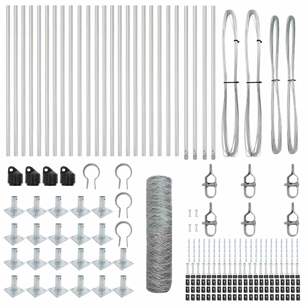 vidaXL Φράχτης με Στήλες. Ασημί 0.8 x 50 μ Ατσάλι με επικάλυψη PVC