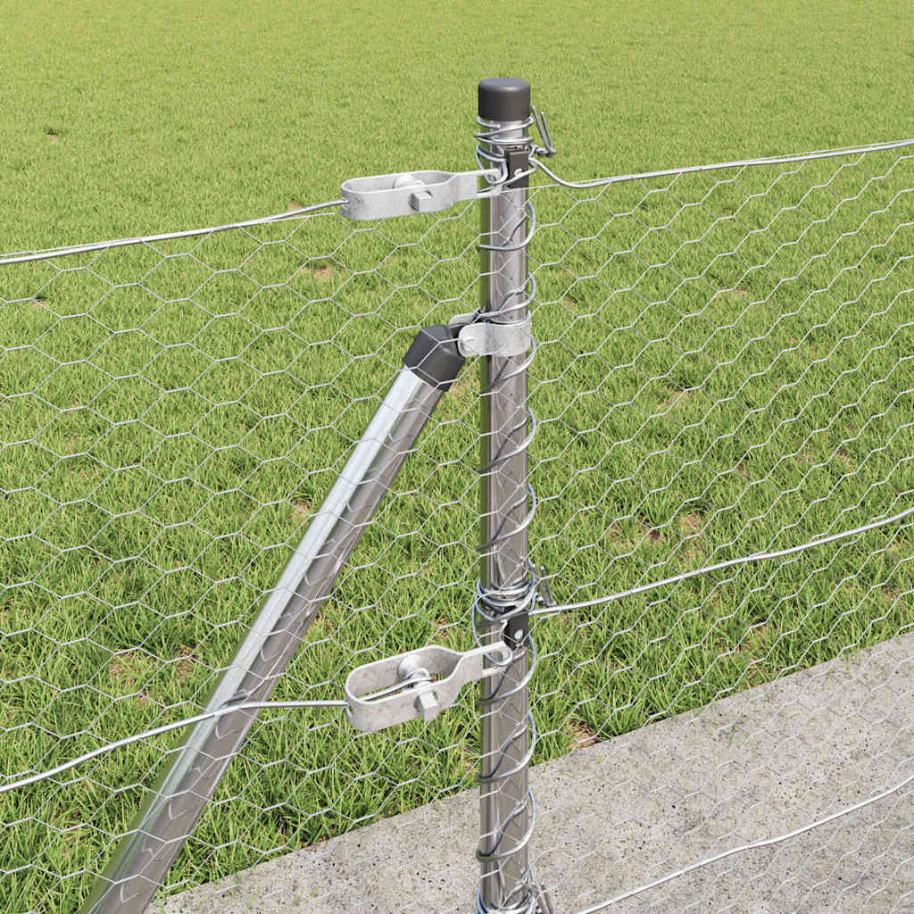 vidaXL Φράχτης με Στήλες. Ασημί 0.6 x 100 μ Ατσάλι με επικάλυψη PVC